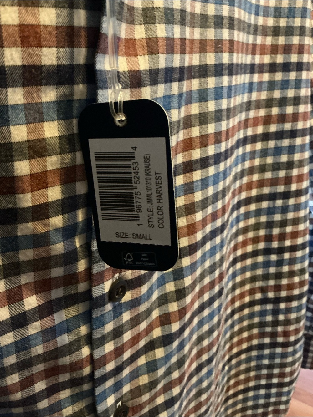 johnnie-O Harvest Plaid Button-Down in Blue, Brown, Cream - Picture 5 of 7